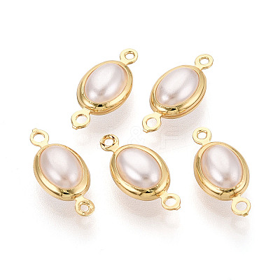 Brass ABS Imitation Pearl Connector Charms KK-N286-02B-G-1