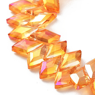 Electroplate Rhombus Glass Beads Strands EGLA-A036-12A-FR01-1