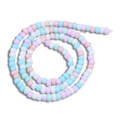 Opaque Spray Painted Glass Bead Strands GLAA-N047-07-03-1