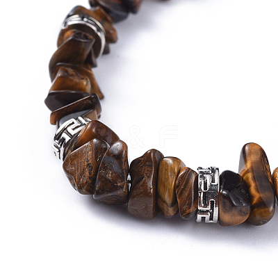 Natural Tiger Eye Chip Bracelets BJEW-JB04489-01-1