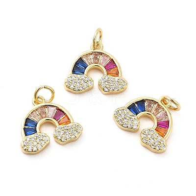 Rack Plating Brass Cubic Zirconia Charm KK-K270-01G-1
