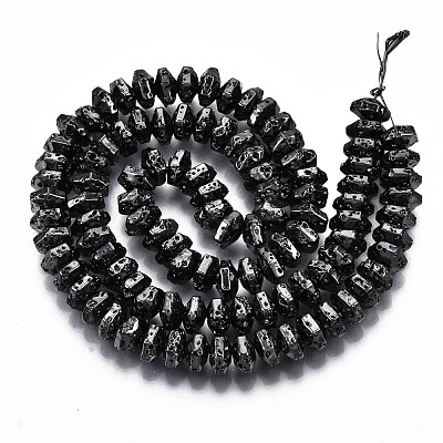 Electroplated Natural Lava Rock Beads Strands G-T114-66-1