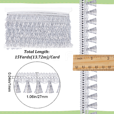 15 Yards Filigree Polyester Lace Fringe Trim OCOR-WH0089-13B-1