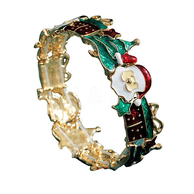Christmas Theme Alloy Enamel Bangles for Women WG4C6FF-03-1