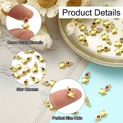 30Pcs Brass Micro Pave Cubic Zirconia Pendants ZIRC-CJ0001-17-1