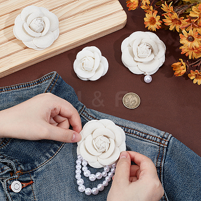 4Pcs 4 Styles Felt & Alloy Lapel Pins for Clothes JEWB-PH0001-64-1