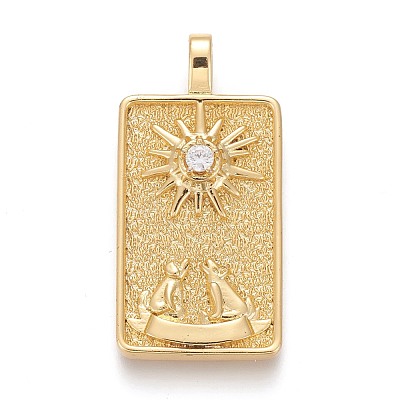 Brass Micro Pave Clear Cubic Zirconia Pendants ZIRC-Z004-01Q-1
