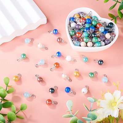 110Pcs 11 Colors Electroplate Glass Pendants PALLOY-TAC0309-1