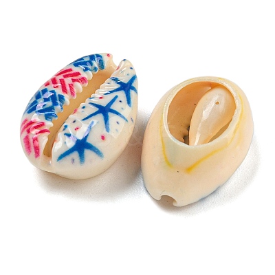 Printed Natural Shell Beads BSHE-G037-01I-1