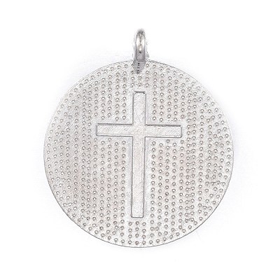Jesus Pattern Flat Round Alloy Pendants PALLOY-F061-02P-1