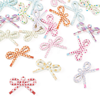 22Pcs 11 Colors Opaque Printed Acrylic Pendants MACR-TA0002-87-1