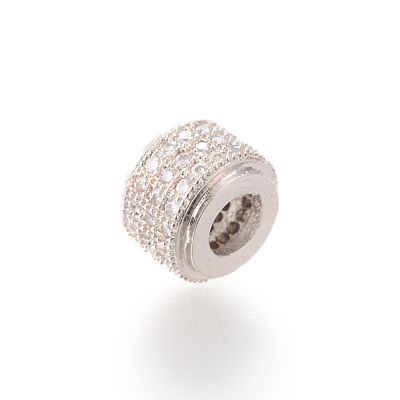 Brass Micro Pave Cubic Zirconia Beads X-ZIRC-S053-YS013-2-1