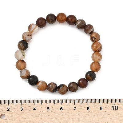 Natural Striped Agate/Banded Agate Beaded Stretch Bracelets X-BJEW-Q692-03I-1