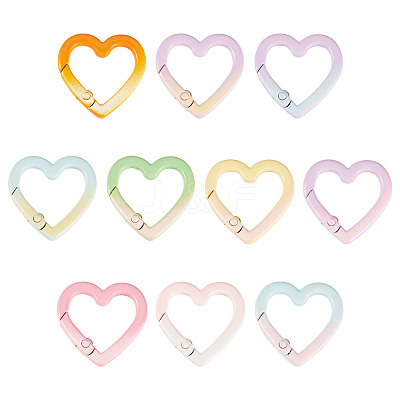 10Pcs 10 Colors Baking Paint Alloy Spring Gate Rings FIND-TA0009-95-1