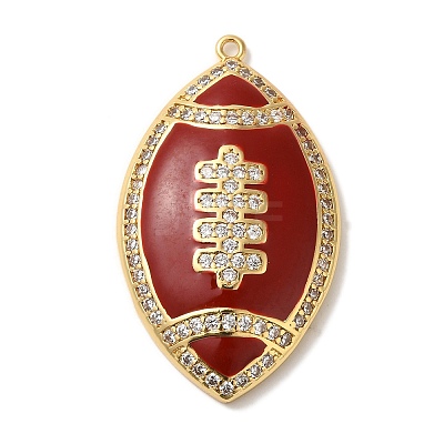 Rack Plating Brass Enamel with Cubic Zirconia Pendant KK-A229-32G-06-1