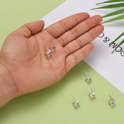 Anti-Tarnish Rhodium Plated 925 Sterling Silver Stud Earring Findings STER-F048-28P-1