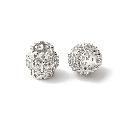 Brass Micro Pave Cubic Zirconia European Beads KK-U067-08P-06-1