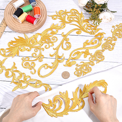10 Pairs 10 Styles Ethnic Style Computerized Metallic Thread Embroidery Cloth Iron on/Sew on Ornament Accessories PATC-ME0001-23-1