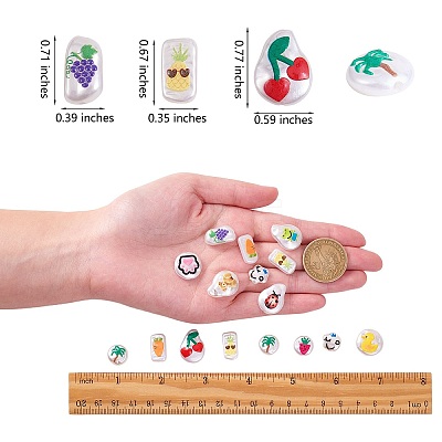 32Pcs 16 Style 3D Printed ABS Plastic Imitation Pearl Beads KY-SZ0001-42-1