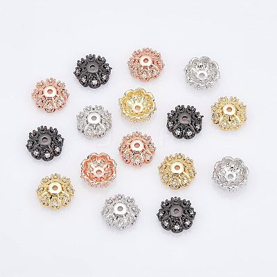 Multi-Petal Brass Micro Pave Cubic Zirconia Bead Caps ZIRC-NB0001-44-1