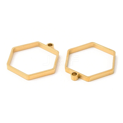 304 Stainless Steel Open Back Bezel Hexagon Pendants STAS-Z040-12G-1