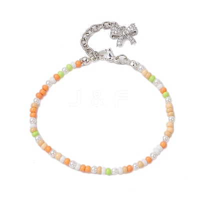 Shell Pearl & Glass Beaded Bracelets for Women BJEW-JB10414-1