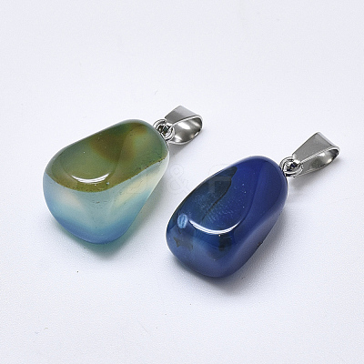 Natural Banded Agate/Striped Agate Pendants G-T122-20H-1