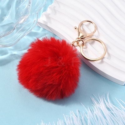 Faux Rabbit Fur Pom Pom Ball Keychain KEYC-FS00031-05-1