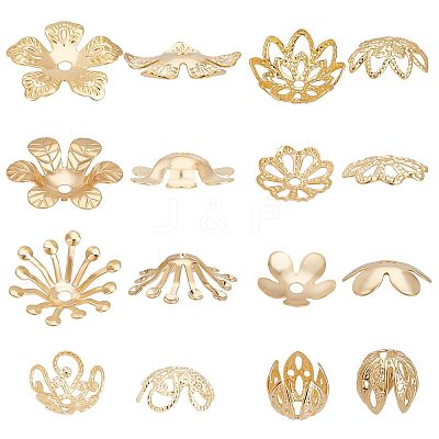 80Pcs 8 Style Brass Bead Caps KK-BBC0003-50-1