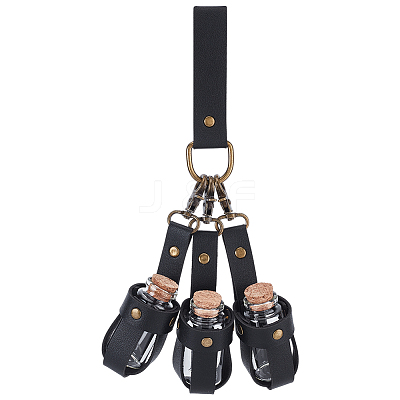 PU Leather Bag with 3Pcs Cork Glass Bottles FIND-WH0366-234A-1