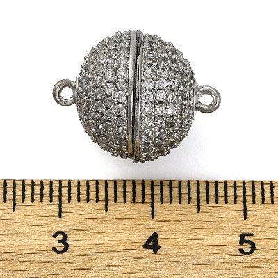 Brass Micro Pave Clear Cubic Zirconia Magnetic Clasps KK-A230-02A-P-1