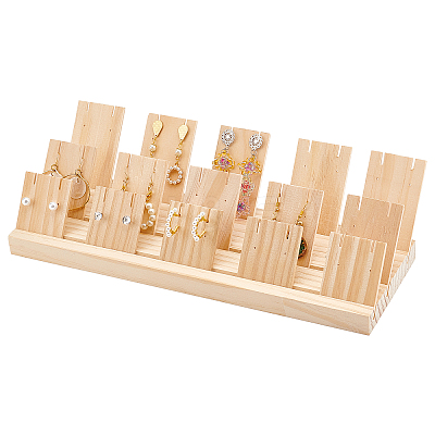 3 Rows Bamboo Earring Display Stands EDIS-WH0021-02-1