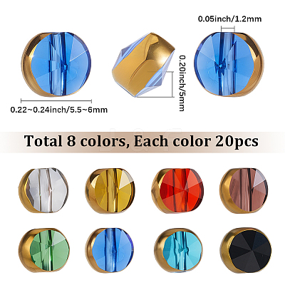 160Pcs 8 Colors Transparent Glass Beads GLAA-SC0003-52-1