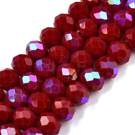 Electroplate Opaque Solid Color Glass Beads Strands EGLA-A044-P8mm-L02-1