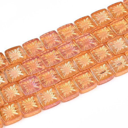 Electroplate Transparent Glass Beads Strands EGLA-N017-03C-1
