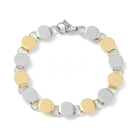 201 Stainless Steel Flat Round Link Chain Bracelets for Women Men BJEW-I316-07A-PG-1