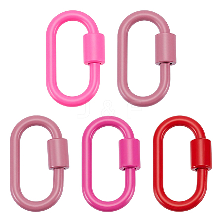 5Pcs 5 Styles Baking Paint Alloy Screw Locking Carabiners FIND-DR0002-40-1
