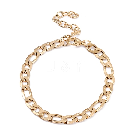 Vacuum Plating 304 Stainless Steel Figaro Chain Anklets AJEW-I295-02G-1