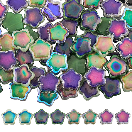 72Pcs 4 Colors Two Tone Glass Beads GLAA-PA0001-01-1