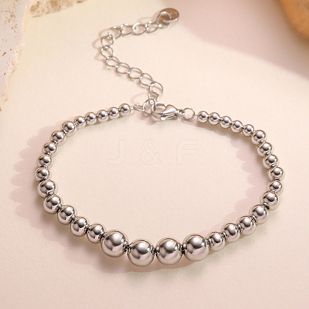 304 Stainless Steel Beaded Bracelets for Women LS-BJEW-Z136-02P-1