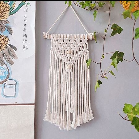 Cotton Cord Macrame Woven Wall Hanging HJEW-C010-02-1