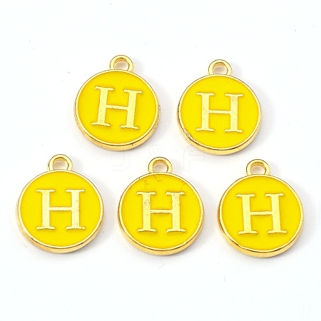 Golden Plated Alloy Enamel Charms ENAM-S118-09H-1