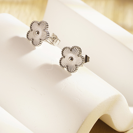 Stylish Minimalist Stainless Steel Clover Earrings For Daily Wear PJ8082-2-1