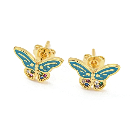 Butterfly Real 18K Gold Plated Brass Stud Earrings EJEW-L269-096G-01-1