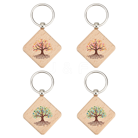 1 Bag Wood Keychains KEYC-PH0002-30-1