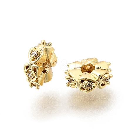 Brass Micro Pave Clear Cubic Zirconia Spacer Beads KK-Z156-13G-02-1
