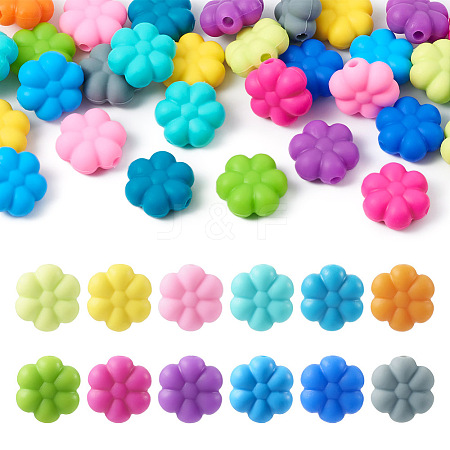 48Pcs 12 Colors Flower Food Grade Eco-Friendly Silicone Beads SIL-TA0001-50-1