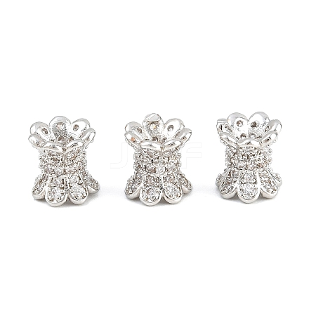 Brass Micro Pave Clear Cubic Zirconia Beads CU-CBA6A75-11P-1