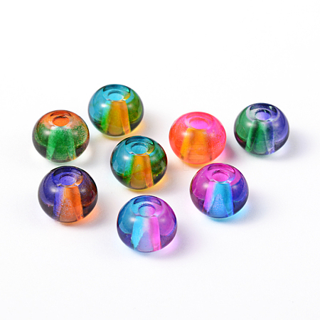 Spray Painted Glass European Beads X-DGLA-R016-12mm-M-1