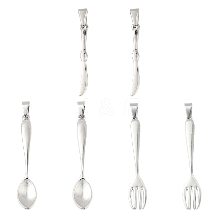 6Pcs 3 Styles 304 Stainless Steel Big Pendants STAS-CJ0002-48-1